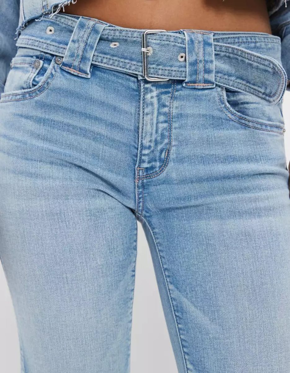 Jean American Eagle AE Ne(x)t Level Low-Rise Flare Indigo Femme | UPJ-74193264